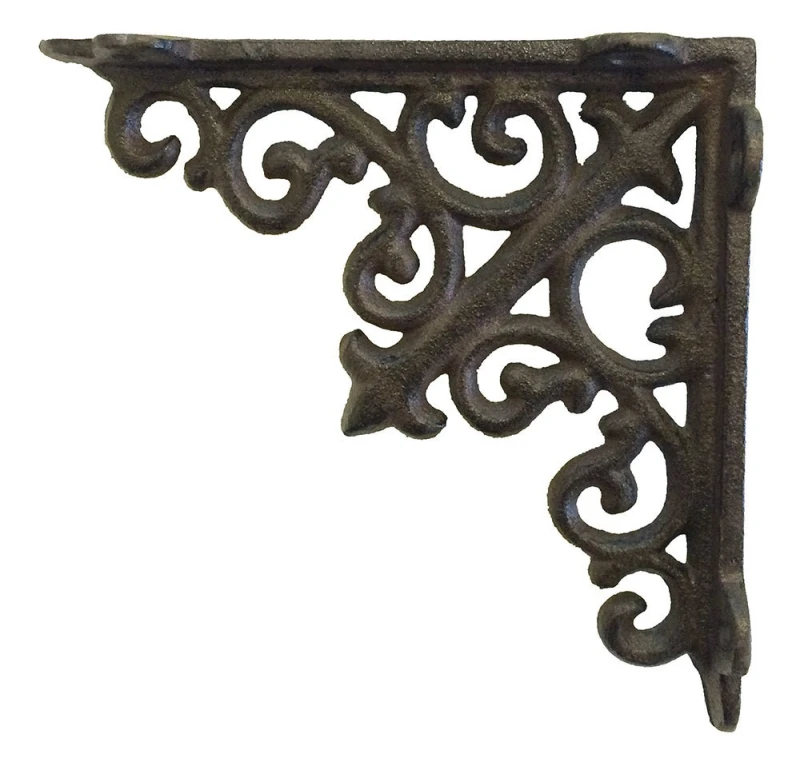 Regalträger Rustikal Regalhalter Regalwinkel Gusseisen Antik-Stil Braun 14x14cm