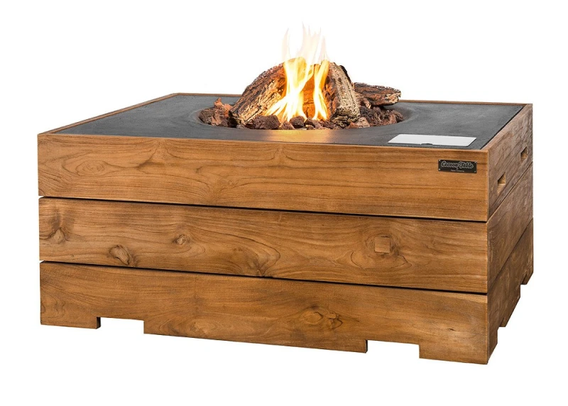 Happy Cocooning Feuertisch TEAK-Holz rechteckig grau 1070 x 800 mm