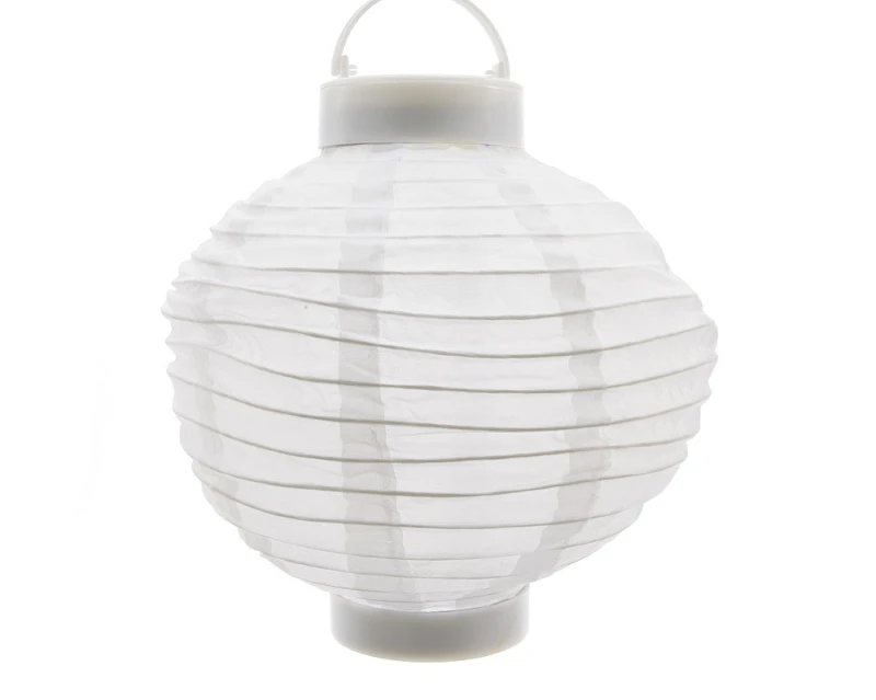 Solar Garten Lampion Weiß Laterne zum Aufhängen LED Warmweiß Ø 20 cm