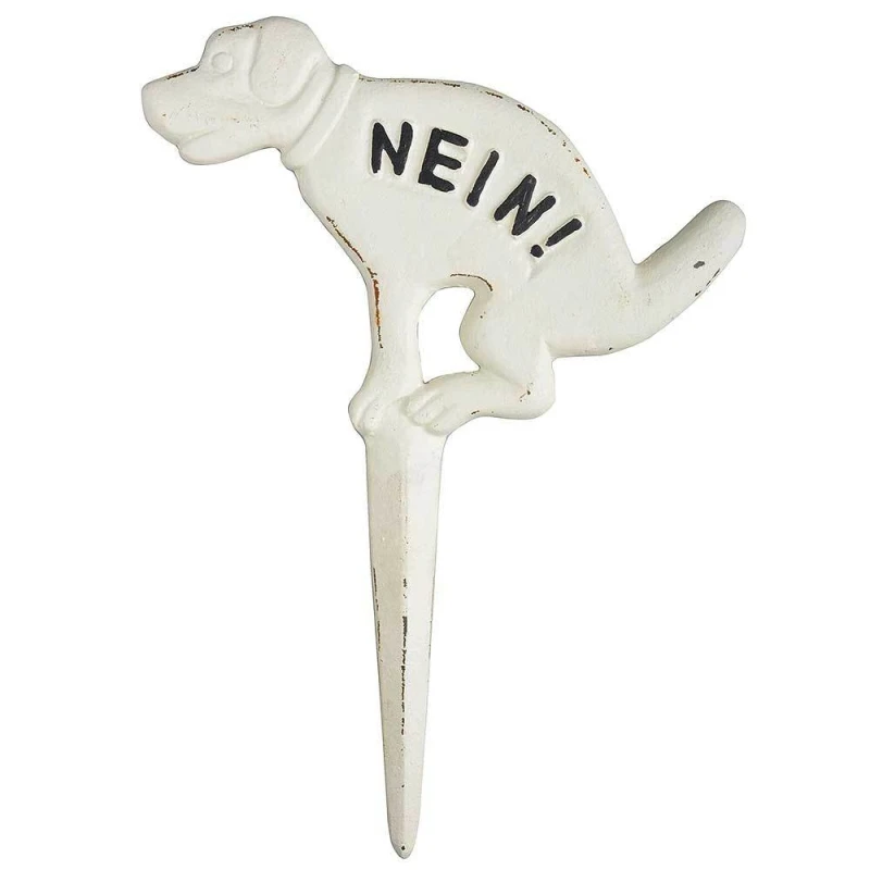 Verbotsschild Hundehaufen NEIN! Hundekot Hundeklo Gusseisen Weiß