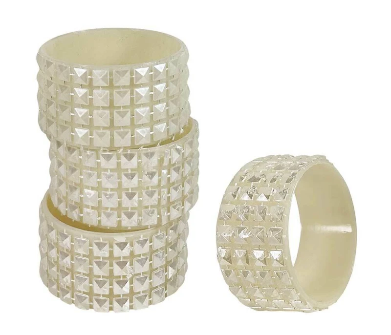 Serviettenringe Weiß Schmuck 4 Stück Serviettenhalter Strass Tischdeko Hochzeit