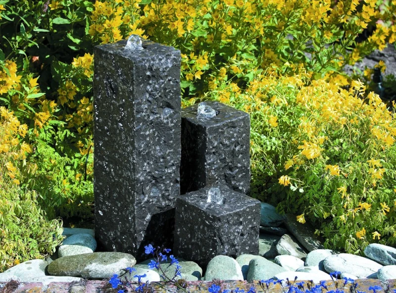 Ubbink AcquaArte Modena Granitsäulen Gartenbrunnen Set LED Springbrunnen