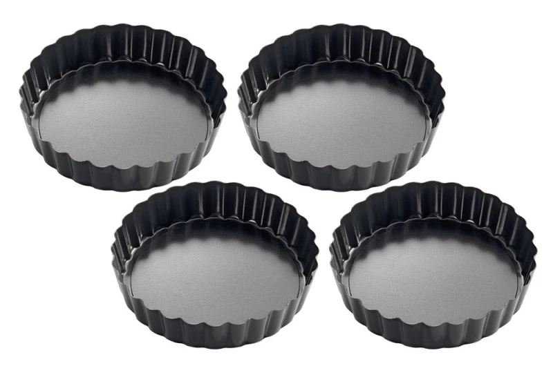 Küchenprofi Back- und Tarteletteform 4er Set Antihaftbeschichtet Schwarz 12cm