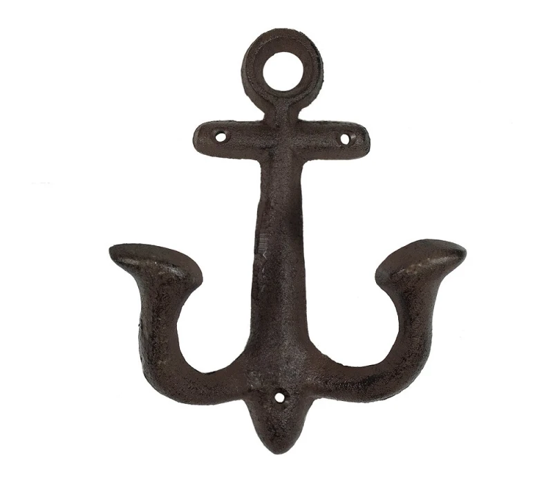Garderobenhaken Anker Doppel-Haken Maritim Gusseisen Antik-Braun 21cm