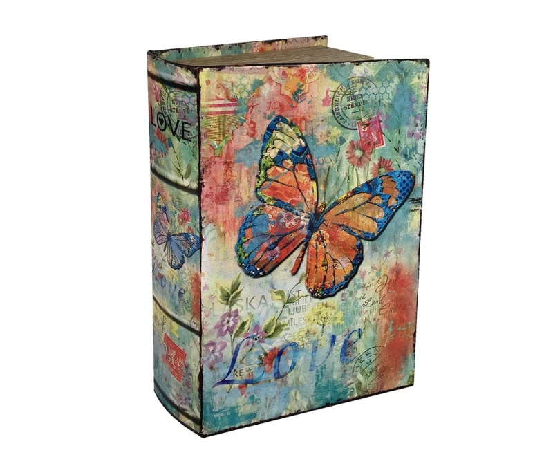 Hohles Buch mit Geheimfach Schmetterling Buchversteck Nostalgie 27cm