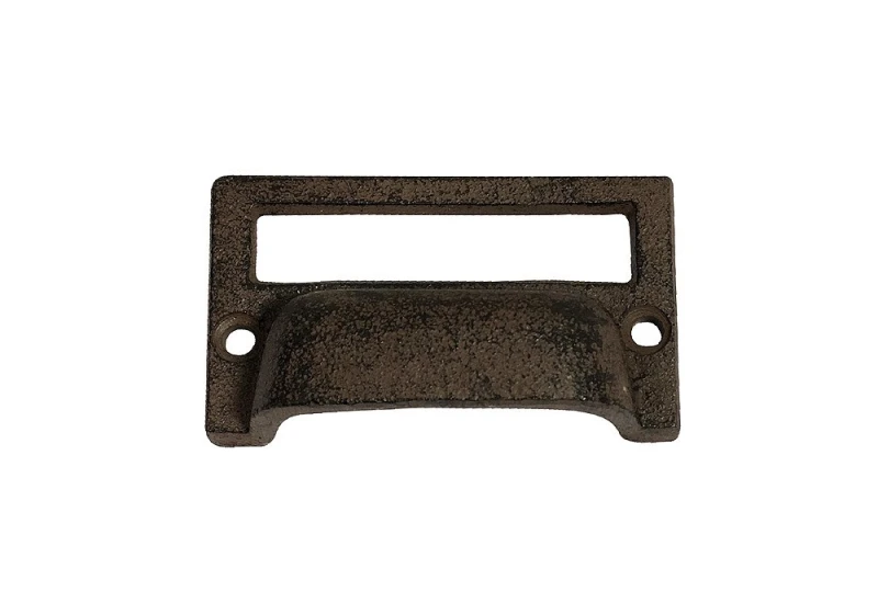 Möbelgriff mit Etikettenhalter Schubladengriff Antik-Stil Griff Gusseisen Braun