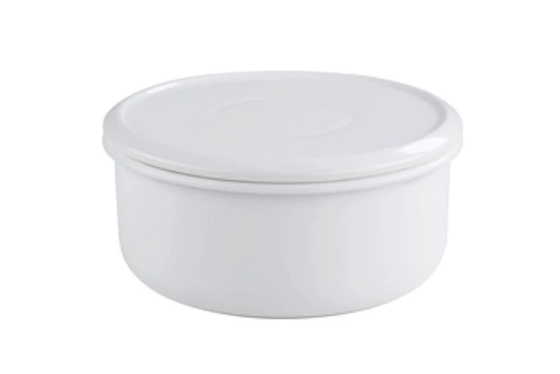 Riess Keksdose Brotdose Emaille Weiß Plätzchendose Aufbewahrungsdose Ø 24cm