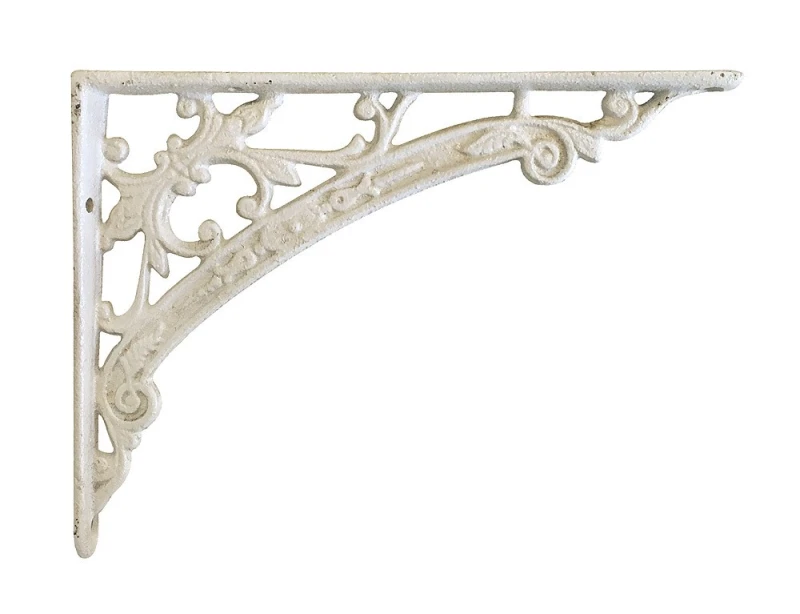 Regalträger Belle Epoque Regalhalter Regalwinkel Gusseisen Weiß 14x18,5cm