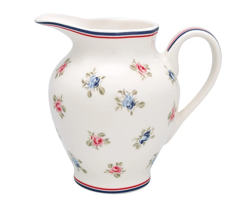 Greengate Milchkännchen Hailey White Steingut Weiß Blumen