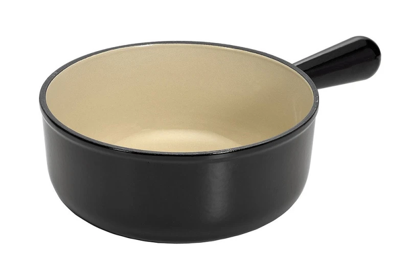 Le Creuset Caquelon Schwenkkasserolle Fonduetopf Gusseisen Schwarz 18cm