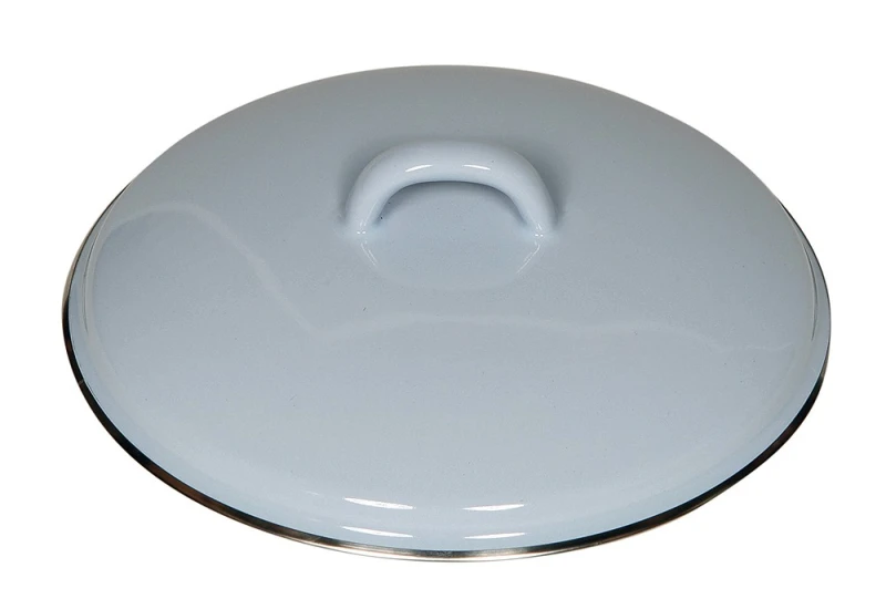 Riess Deckel Emaille Pastell Blau mit Chromrand 24cm