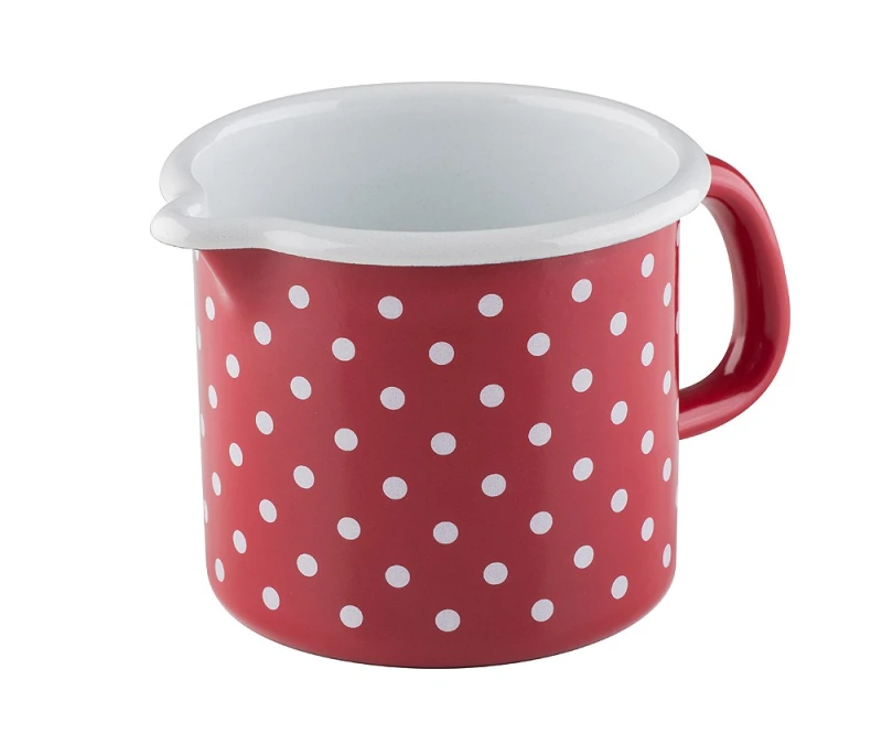 Riess Schnabeltopf Emaille Topf Pünktchen Rot 9cm