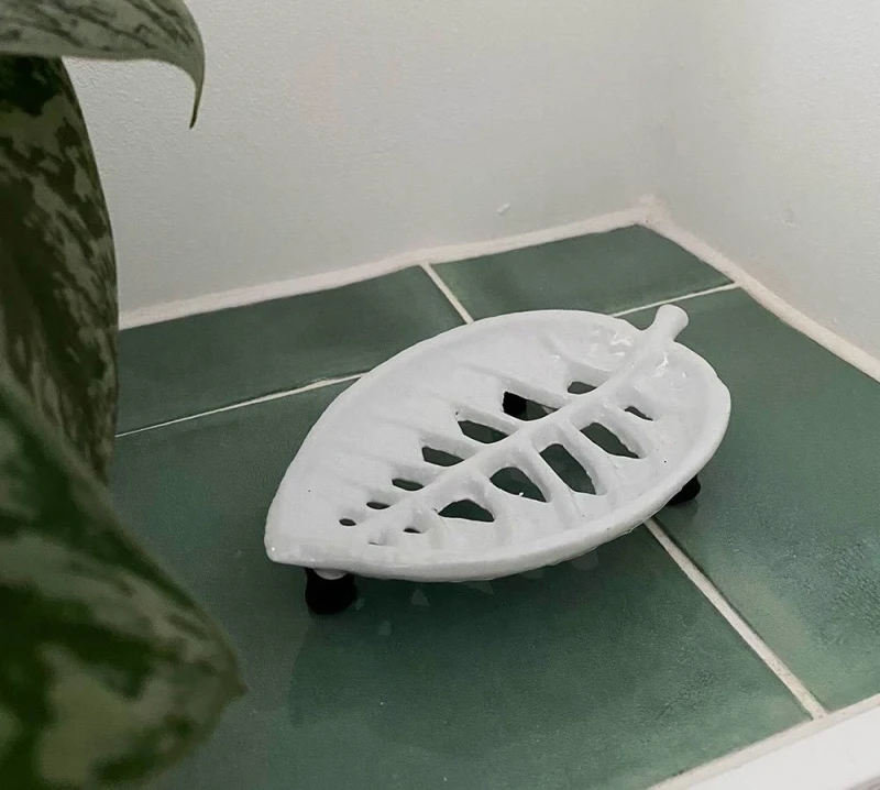 Seifenschale Blatt Gusseisen Weiß Nostalgie Seifenhalter Vintage