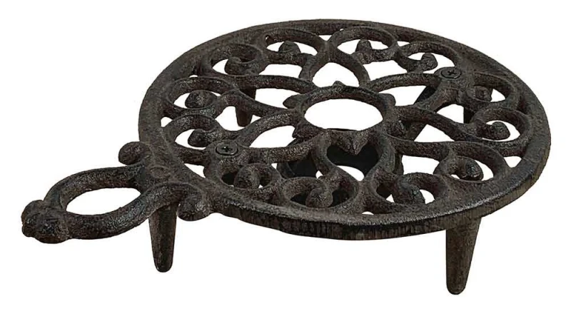 Stövchen mit Griff Vintage Warmhalteplatte Rechaud Gusseisen Antik-Stil Braun