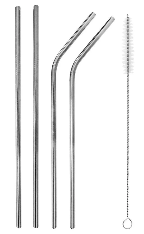 Trinkhalme Edelstahl mit Reinigungsbürste 4 Stück Strohhalme Wiederverwendbar