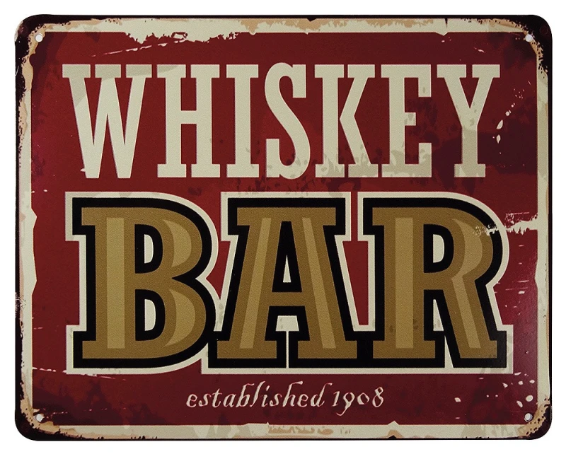 Blechschild WHISKEY BAR Dekoschild Nostalgie Vintage 20x25cm