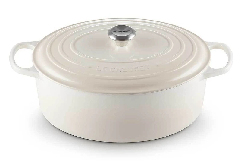 Le Creuset Bräter Signature Oval Gusseisen Meringue 29cm