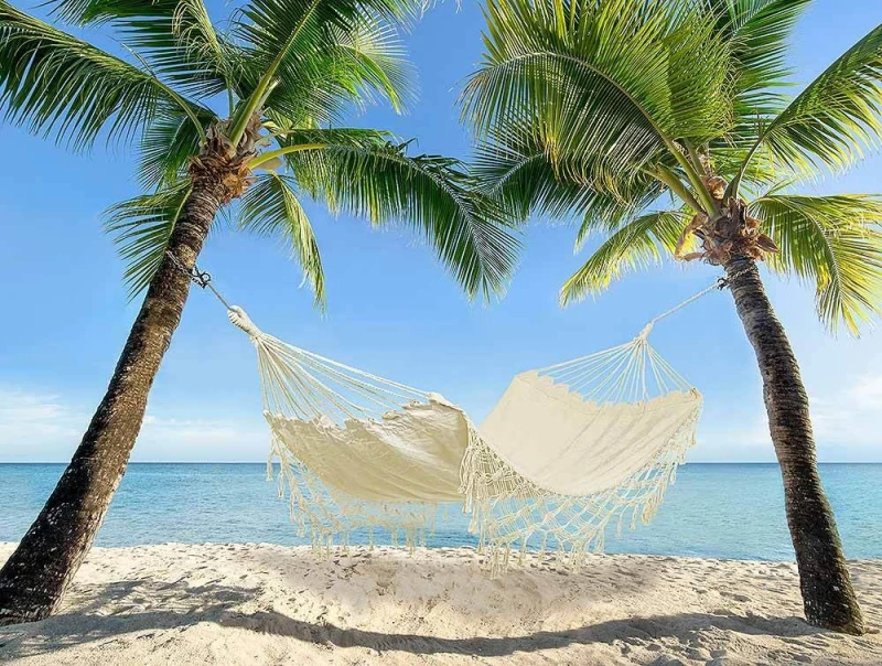 Hängematte Ibiza Fransen Boho Outdoor Camping Tragbar mit Tragetasche 100x200cm