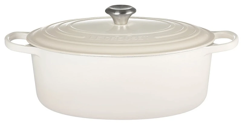 Le Creuset Bräter Signature Oval Gusseisen Meringue 33cm