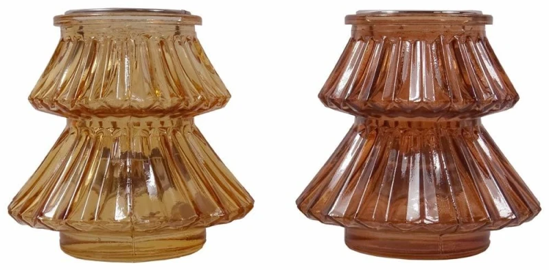 Teelichthalter Tannenbaum 2 stück Braun Orange Baum 11cm