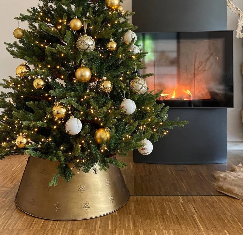 Christbaumständer Abdeckung Metall Gold Edle Weihnachtsbaum-Ständer Hülle Rund 70 cm