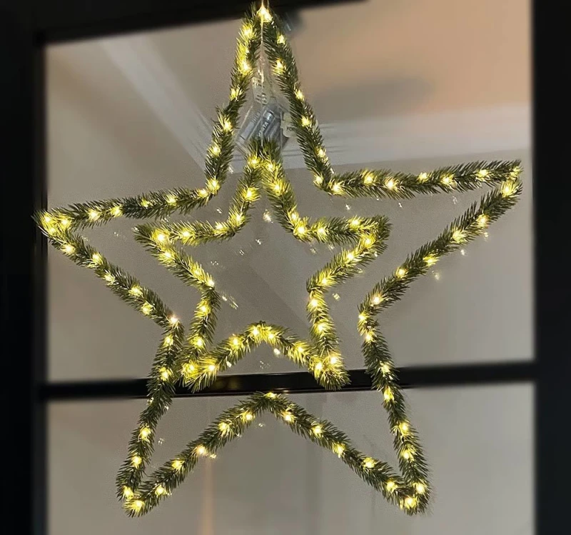 Weihnachtsstern Beleuchtet Innen 2er Set Groß + Klein LED Battterie Timer