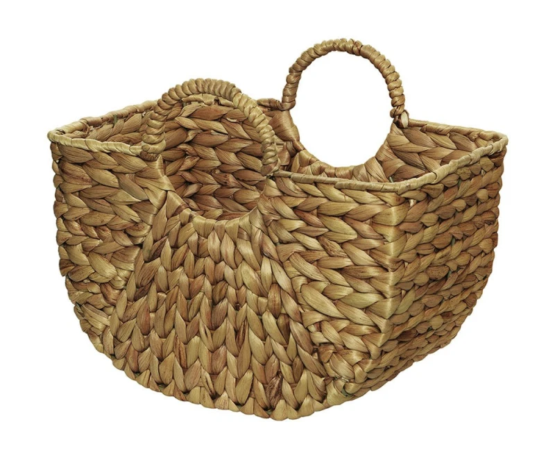 Geflochtener Korb Aufbewahrungskorb mit Henkeln Wasserhyazinthe Boho-Style 35 cm