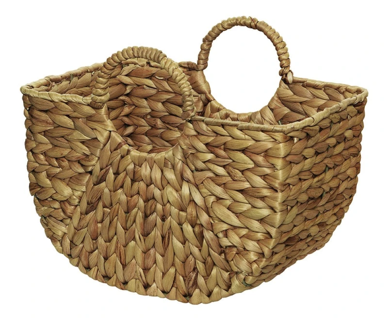 Geflochtener Korb Aufbewahrungskorb mit Henkeln Wasserhyazinthe Boho-Style 39 cm