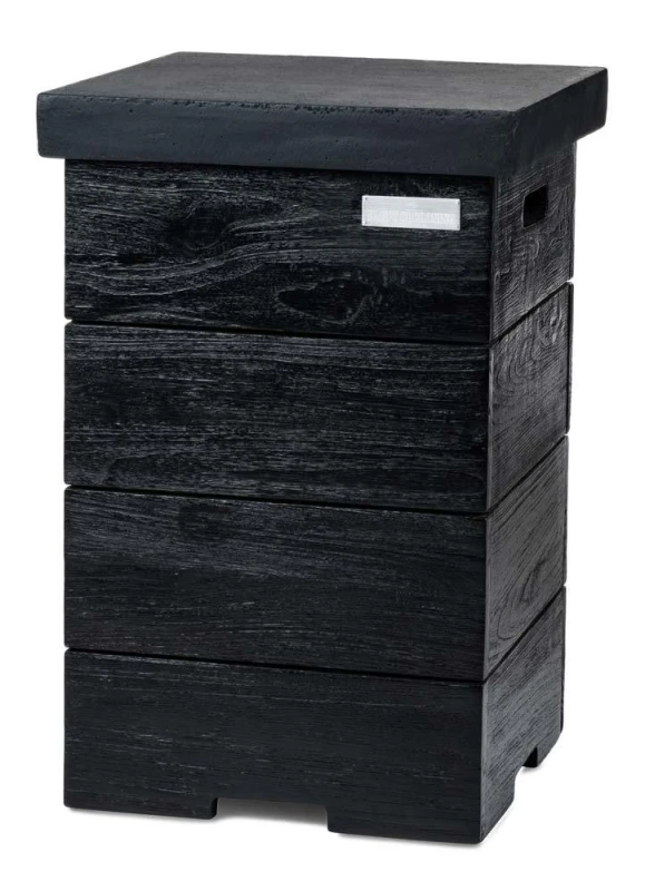 Happy Cocooning Beistelltisch Teak Black für Gasflasche schwarz 41 x 41 x 62 cm