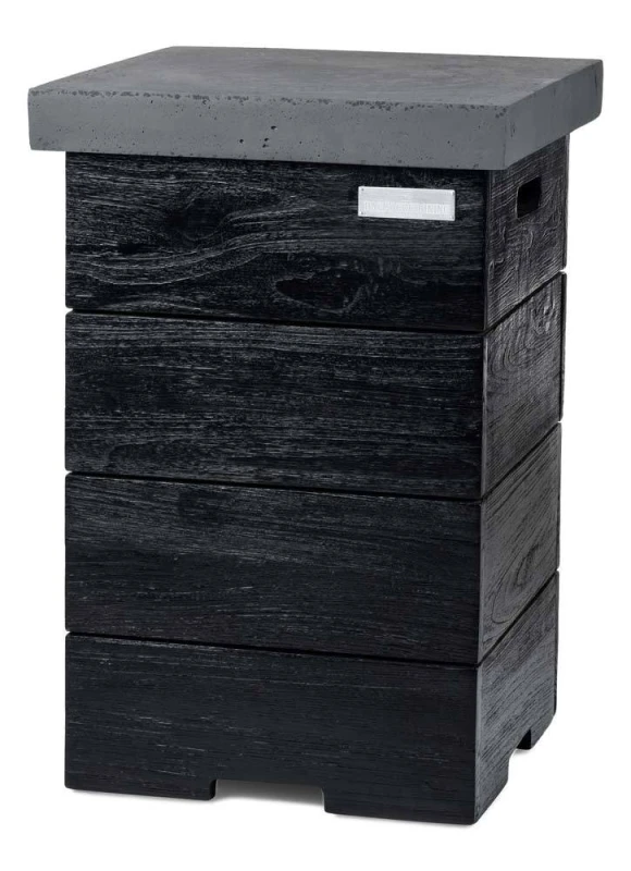 Happy Cocooning Beistelltisch Teak Black für Gasflasche grau 41 x 41 x 62 cm