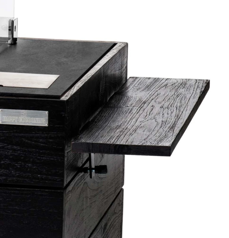Happy Cocooning Seitentische Teak Black Ablage für Feuertisch 2 Stück