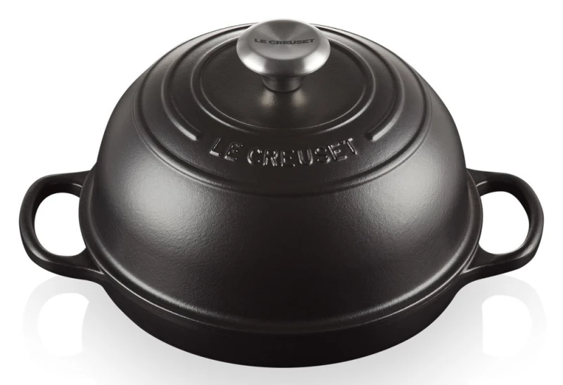 Le Creuset Brotbräter Rund Gusseisen Schwarz matt 24cm