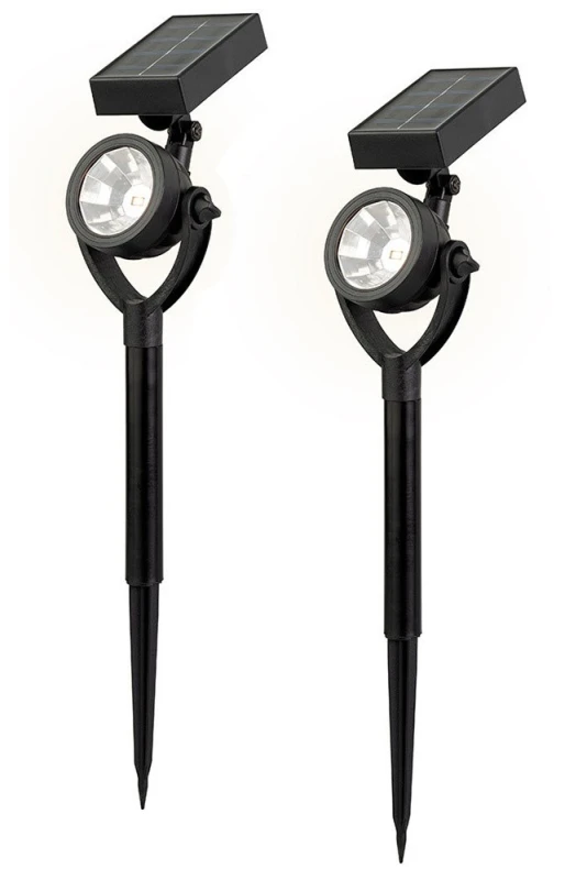 Solar Gartenstrahler LED Schwarz 2 Stück Solarleuchte Gartenleuchte Beleuchtung