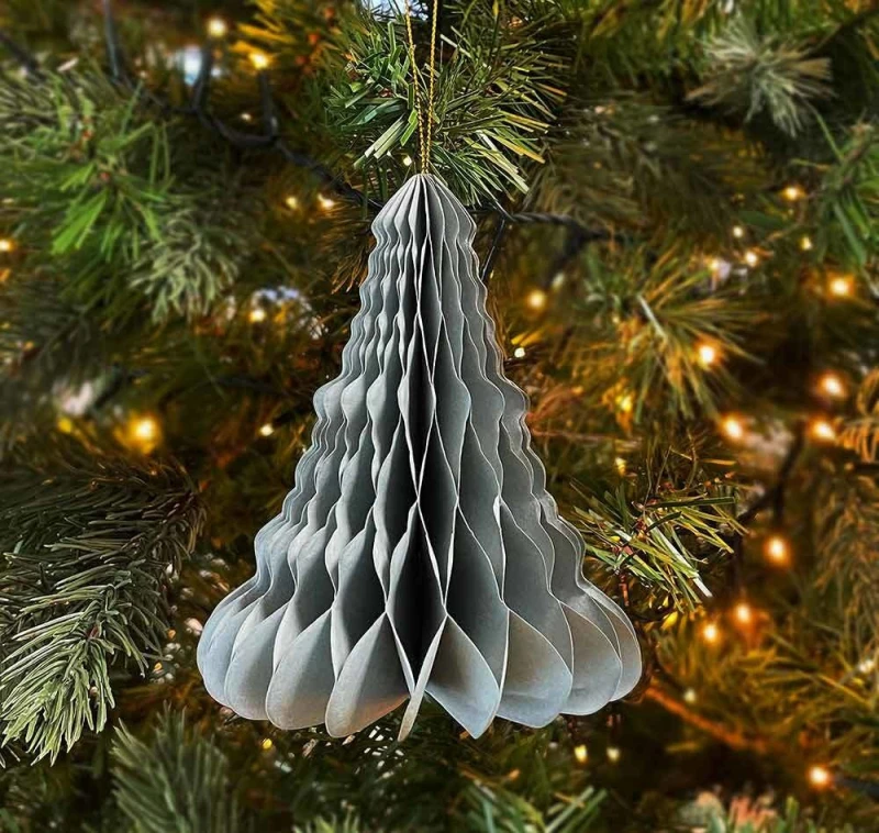 Christbaumschmuck Tannenbaum Papier Grau Christbaumanhänger Weihnachten