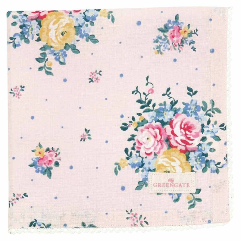 Greengate Stoffserviette Laura Pale Pink Blumen 40x40cm