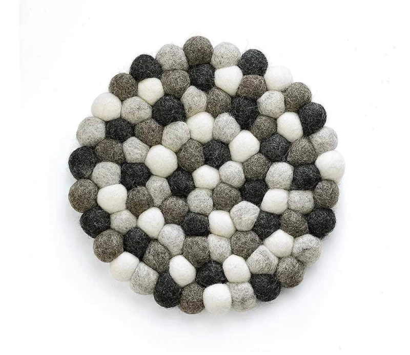 Cilio Untersetzer LANA GRIGIO rund Schafwolle schwarz-weiß 21cm