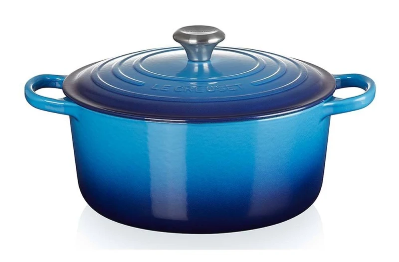 Le Creuset Bräter Signature Rund Gusseisen Azure Blau 18 cm