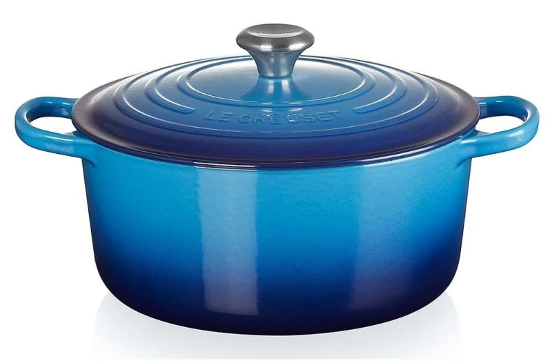 Le Creuset Bräter Signature Rund Gusseisen Azure Blau 26 cm