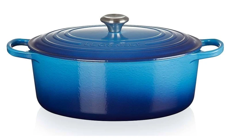 Le Creuset Bräter Signature Oval Gusseisen Azure Blau 31 cm