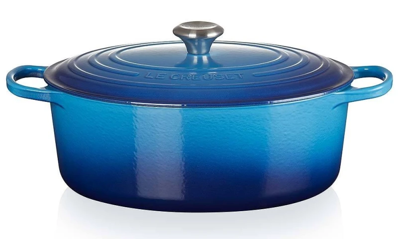 Le Creuset Bräter Signature Oval Gusseisen Azure Blau 33 cm