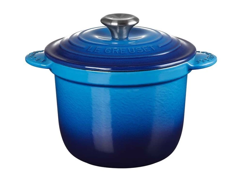 Le Creuset Cocotte Every Gusseisen mit Poteriedeckel Azure Blau 18cm