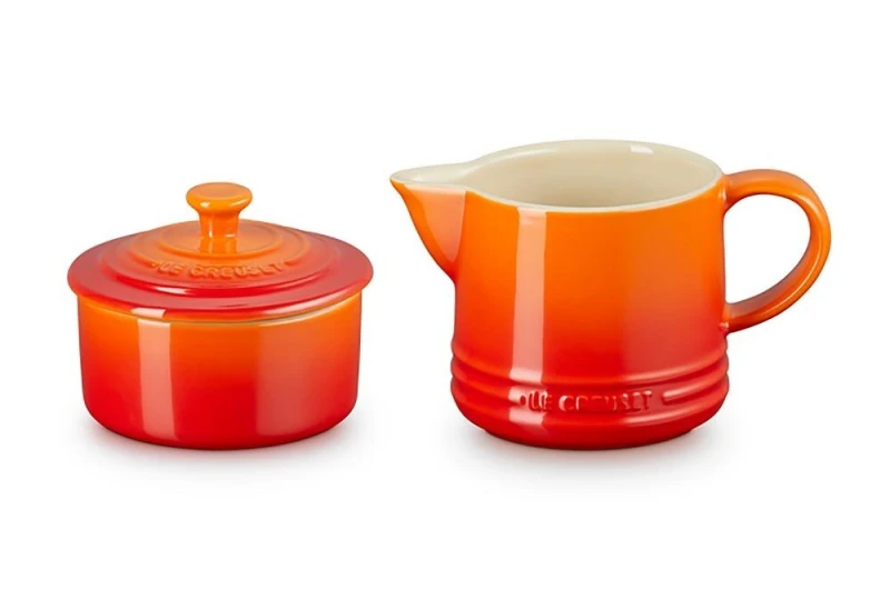 Le Creuset Zucker und Milch Set Steinzeug Ofenrot