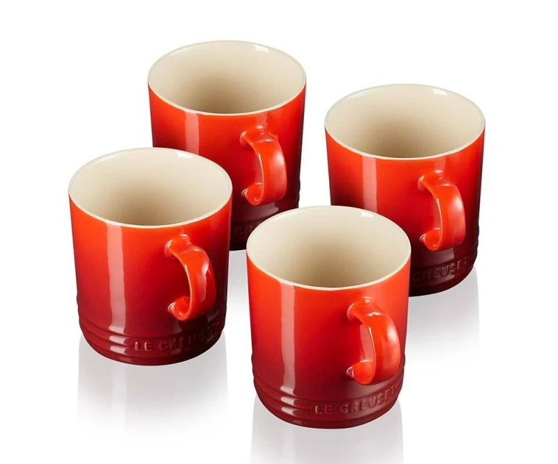 Le Creuset Tasse Becher 4er-Set Kirschrot Steinzeug 350ml