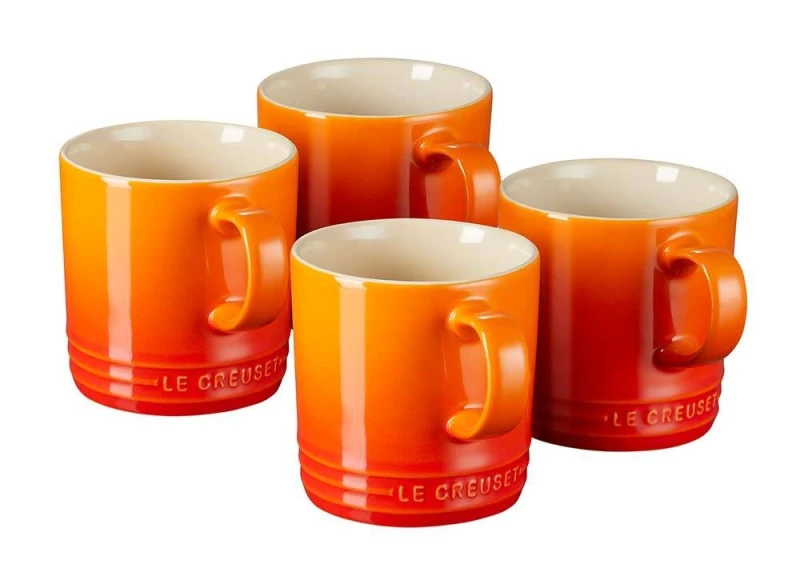 Le Creuset Tasse Becher 4er-Set Ofenrot Steinzeug 350ml