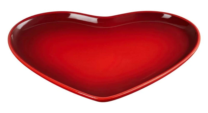 Le Creuset Servierplatte Herzform Steinzeug Kirschrot 32cm