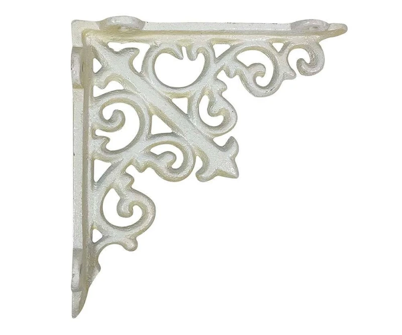 Regalträger Rustikal Regalhalter Regalwinkel Gusseisen Antik-Stil Weiß 14x14cm