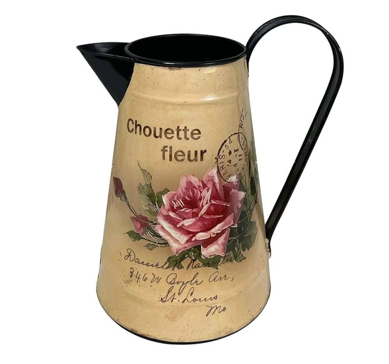 Deko Krug Rose Chouette fleur Krug Gießkanne Kanne Wasserkrug Landhausstil