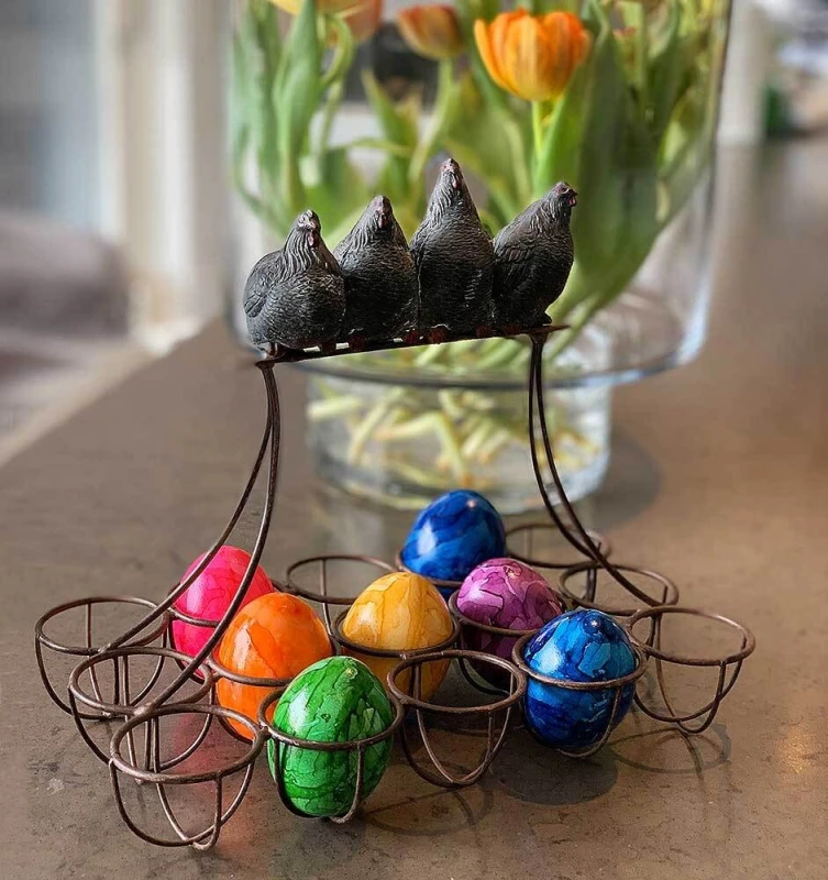 Eierhalter Gusseisen Braun Hühner Eierständer Vintage-Stil Eierkorb Antik-Stil