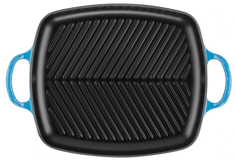 Le Creuset Rechteckige Grillplatte Signature Gusseisen Azure Blau 30cm