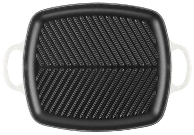 Le Creuset Rechteckige Grillplatte Signature Gusseisen Meringue 30cm